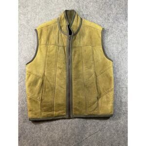 Leather Vest Mens Size 42 Brown Suede Shearling Made New Zealand